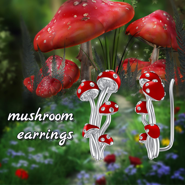 Mushroom Earrings 925 Sterling Silver Mushroom Jewelry Gifts for Women Girls