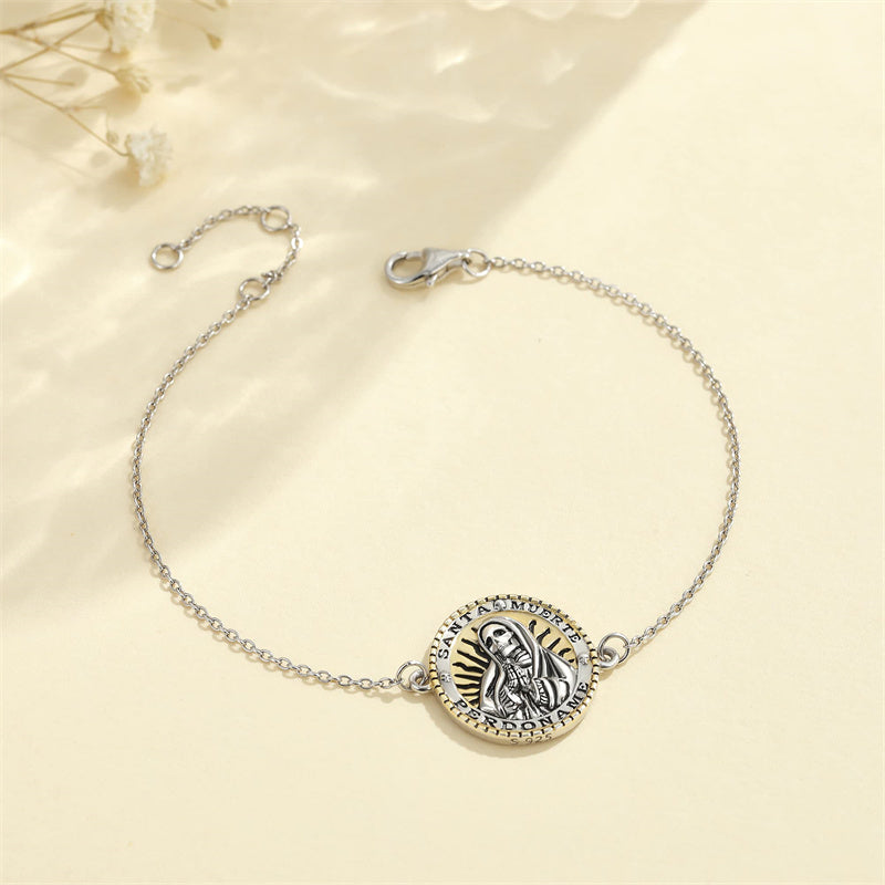 Santa Muerte Bracelet 925 Sterling Silver Death Charm Jewelry For Women