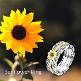 Cross Fidget Rings for Anxiety 925 Sterling Silver Sunflower Spinner Rings for Women Anti Stress Mood Rings Gifts