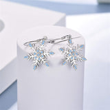 Snowflake Earrings Sterling Silver Snowflake Dangle Drop Earring for Women Christmas Jewelry Gifts