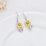 925 Sterling Silver Sunflower Flower Dangle Earrings for Women Girls Teen