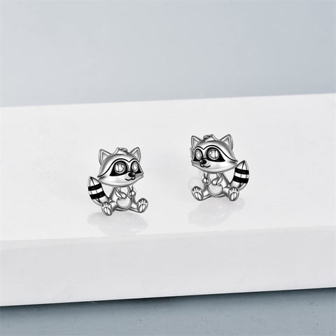 Sterling Silver Raccoon Stud Earring
