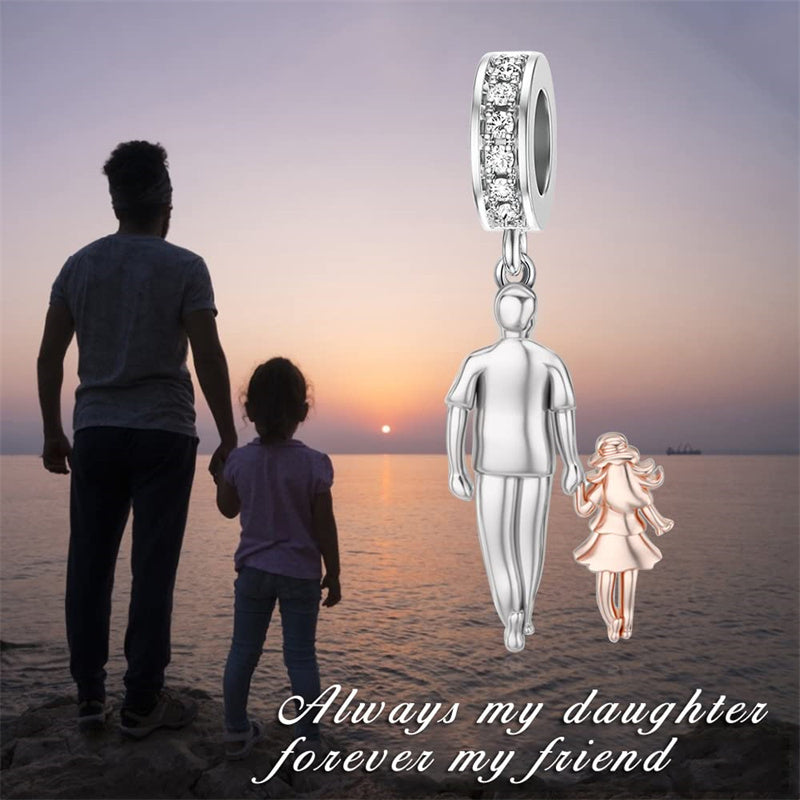 Daddy's Love Charm Bead - .925 Sterling Silver With CZ For Daughter European Bracelet