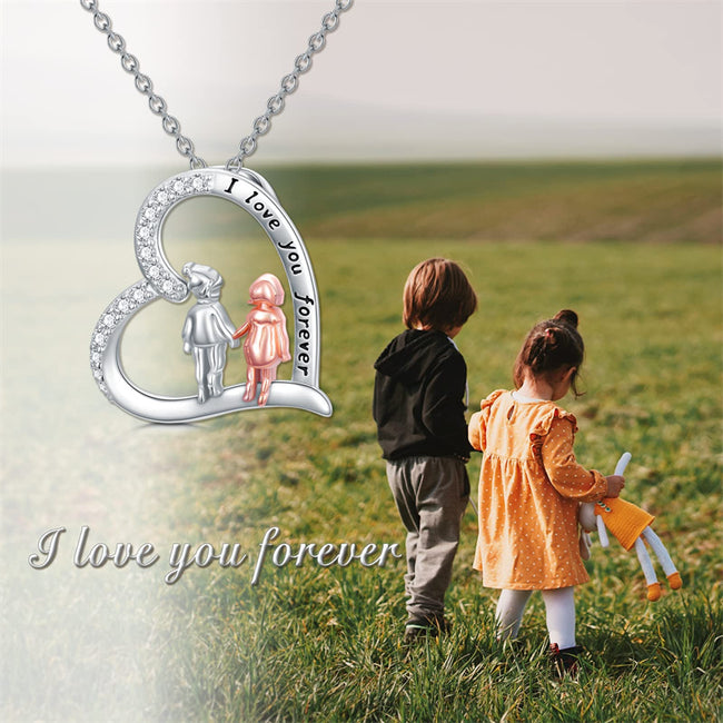 Brother Sister Necklace for Sister Friends Sterling Silver I Love You