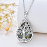 Sterling Silver Labradorite Tree Life Pendant Necklace