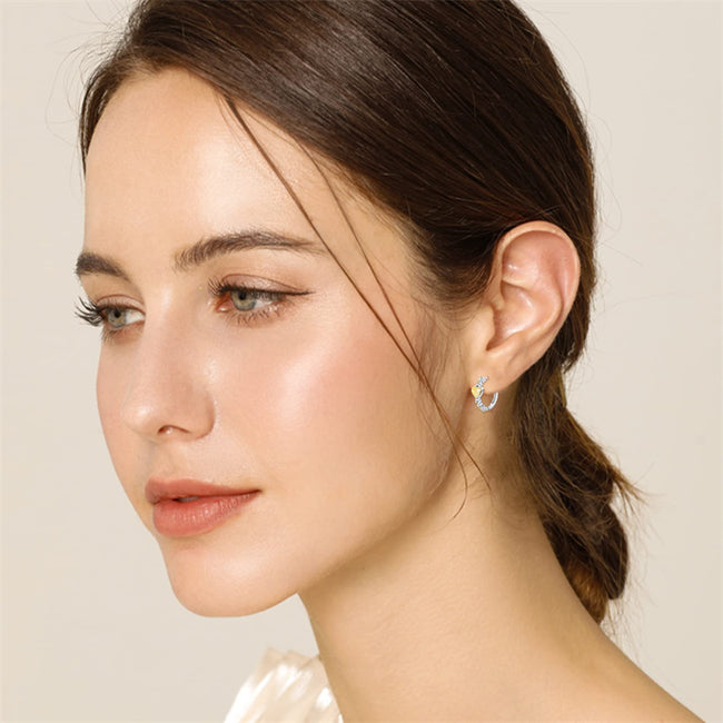Daisy Hoop Earrings 925 Sterling Silver Hypoallergenic Small Flower Hoops Earrings Gift for Women Girls