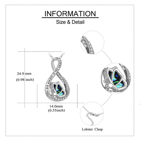 Infinity Butterfly Urn Necklaces for Ashes 925 Sterling Silver Cremation Butterfly Jewelry for Women Heart Urn You are Always in My Heart