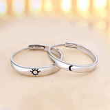 925 Silver Rings Custom Adjustable Sun and Moon Matching Rings Engraved I Love You Couples Rings Wedding