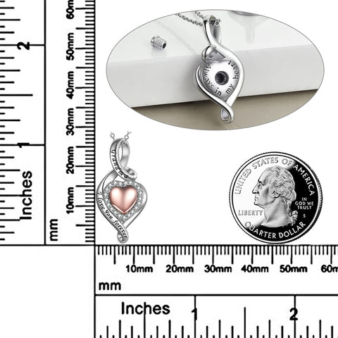 Sterling Silver Grandma Infinity Love Heart Urn Necklace for Ashes