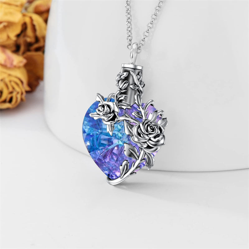 COCO Park Heart Urn Necklace – Birthstone Cremation Jewelry For Ashes, Memorial Keepsake Pendant