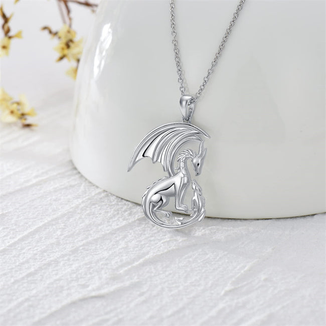 925 Silver Dragon Necklace  Mother Daughter Necklaces Pendant Jewelry Gifts for Mother Daughter Child Women