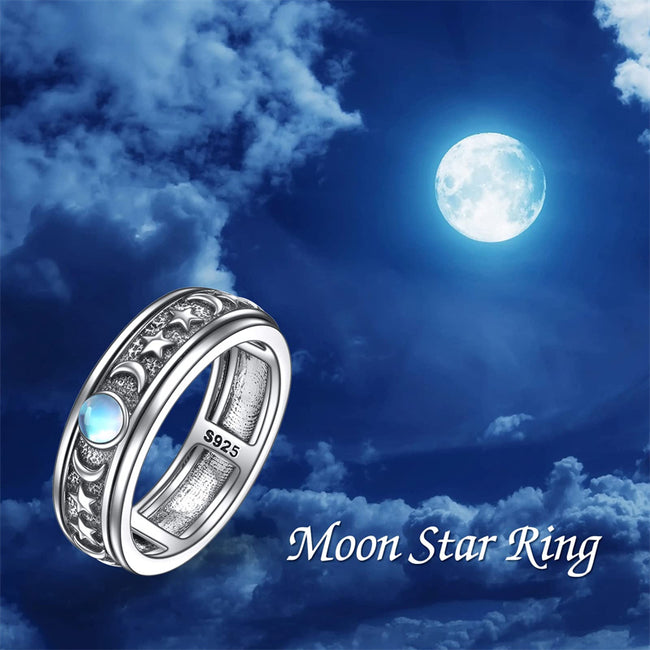 Sterling Silver Anxiety Spinner Rings Rotatable Mood Rings for Women Relieve Stress Gift