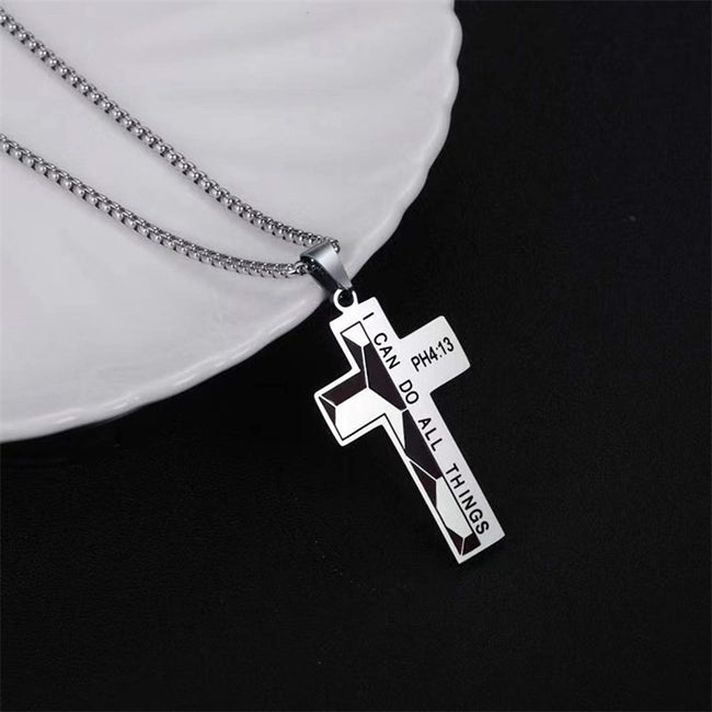 Soccer Cross Necklace for Boys Bible Verse I CAN DO All Things Stainless Steel Sport Pendant for Men