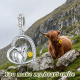Highland Cow Charm Sterling Silver Cow Beads for Bracelet Highland Cow Jewelry Gifts for Women Girls