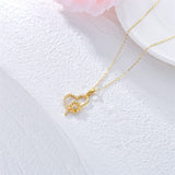 14K Gold Sunflower Heart Pendant Necklace