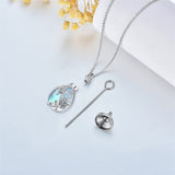 Rose Flower Urn Necklace Cremation Jewelry for Ashes 925 Sterling Silver Teardrop Moonstone Jewelry Gifts for Women