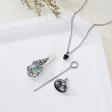 Sterling Silver Rose Sunflower Flower Cremation Necklace For Ashes Crystal Urn Necklace For Women Memorial Jewelry