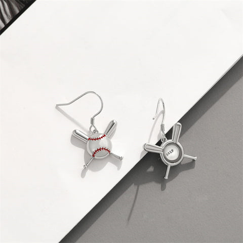 Sterling Silver Baseball Football Dangle Earrings