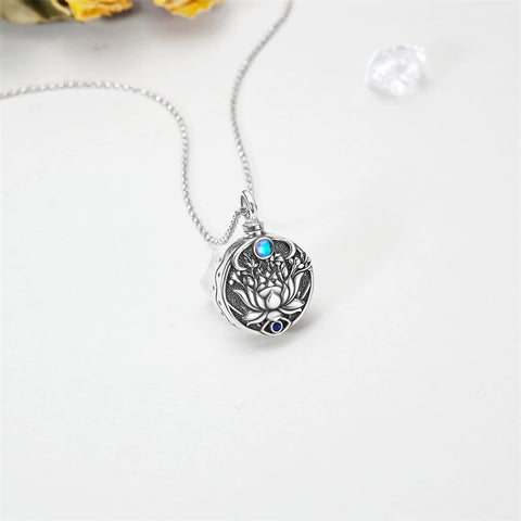Evil Eye Urn Necklace Sterling Silver Lotus  Evil Eye Pendant Necklace Spiritual Protection Jewelry Birthday Christmas Gifts for Women Men