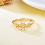 14K Real Gold Nature Diamond Daisy Ring for Women Yellow Gold Dainty Flower Ring Anniversary Rings for Wife Mom Engagement Ring