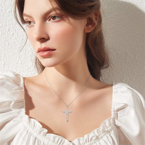 Cross Urn Necklaces For Ashes Sterling Silver Jesus Christ Crucifix Keepsake Cremation Jewelry for Men w/ Funnel Filler