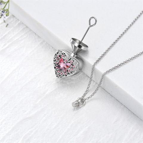 Butterfly Photo Urn Necklace for Ashes Cremation Jewelry Sterling Silver Heart Picture Locket Necklace Memorial Jewelry