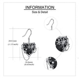Witches Heart Gothic Earrings 925 Sterling Silver Goth Black Jewelry for Women