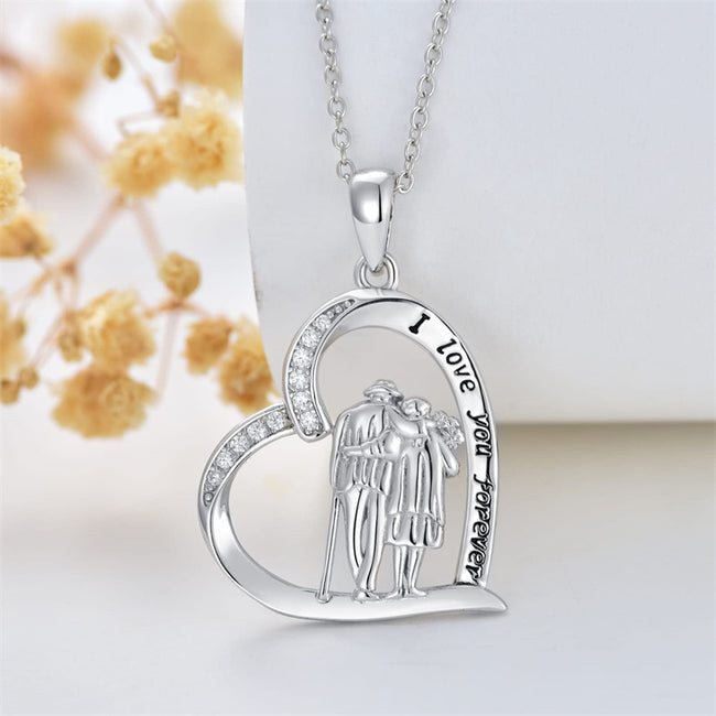 Grandparents Necklace 925 Sterling Silver Mothers Day Birthday Graduation Gifts Necklace Family Jewelry Gifts for Women Men Mom Daughter Brother