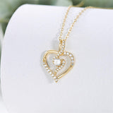 14K Solid Gold Heart Necklace for Women,Yellow Gold 0.55 Carat(CTTW ) Moissanite Heart Infinity Pendant Necklace Fine Jewelry