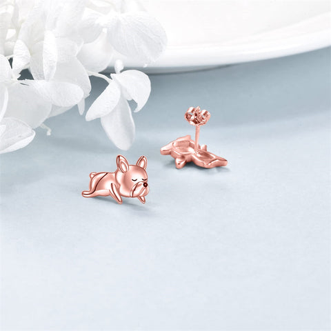 French Bulldog Earrings Stud 925 Sterling Silver Cute Animal Dog Jewelry Gifts for Women Girls