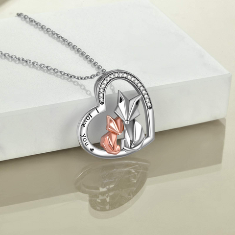 Sterling Silver Origami Fox Pendant Necklace With Engraved
