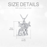 Highland Cow Necklace Sterling Silver Heart Cow Pendant Charm Jewelry Gifts for Women Girls