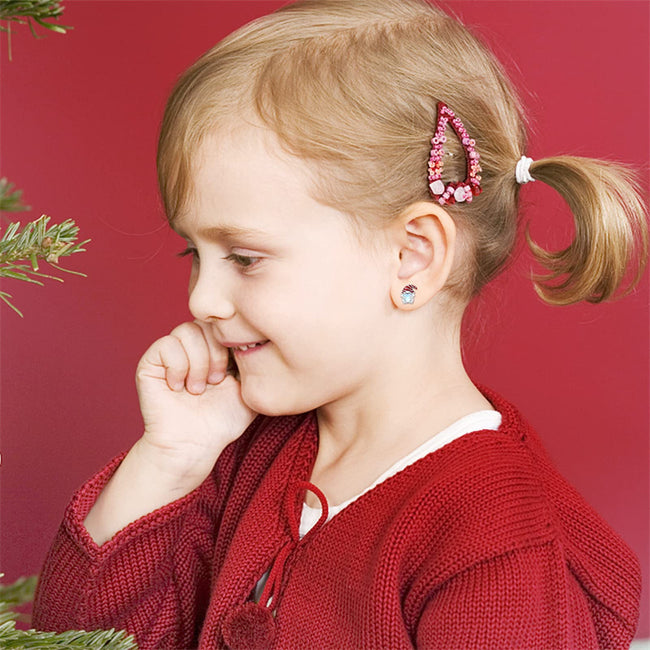 Christmas Earrings  Hypoallergenic Santa Hat Stud Earrings Heart Moonstone Earrings Christmas Jewelry Gifts Holiday Earrings for Women