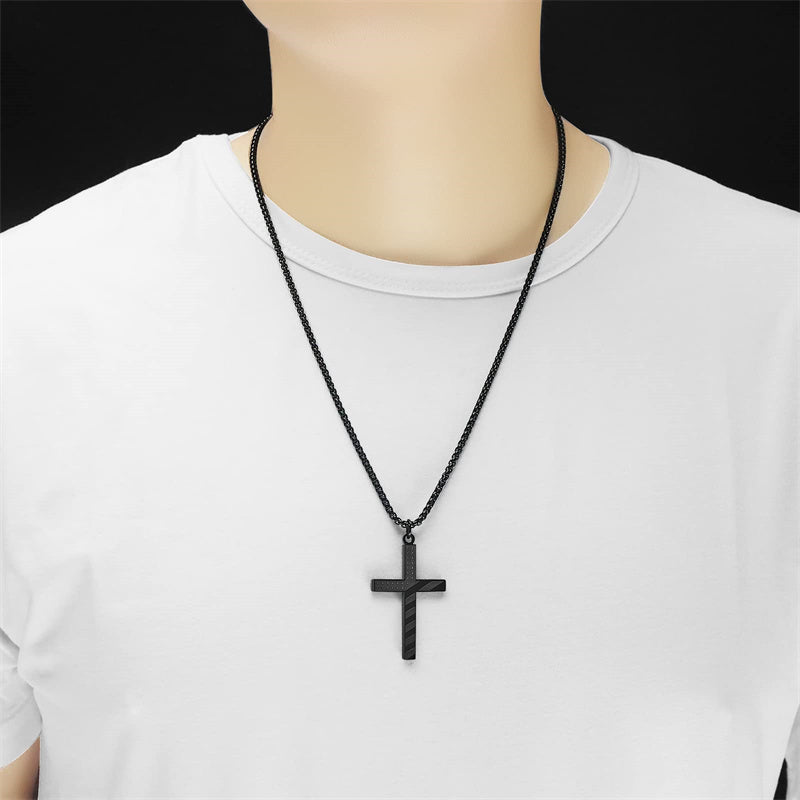 American Flag Cross Necklace for Men Patriotic Jewelry Stainless Steel