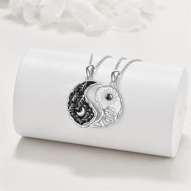 Yin Yang Necklace Sun Moon Sterling Silver Couple Necklaces Matching Couples Friendship Necklace Jewelry For Women Men Gift