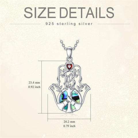 Sterling Silver Hamsa Fatim Blue Eye Pendant  Necklace