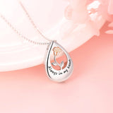 925 Sterling Silver Rose Infinity Teardrop Urn Necklace with Cubic Zirconia Pet Human Ashes