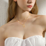 Solid 14K Gold Heart Flower Necklace for Women Real Gold Heart Shape Pendant with Cubic Zirconia Jewelry Gift for Mom