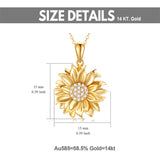Solid 14K Sunflower Pendant Necklace, Real Gold Flower Necklace  You are May Sunshine Necklace Fine Jewelry Gifts for Wife, Mom,Girlfriend, 16''-18''