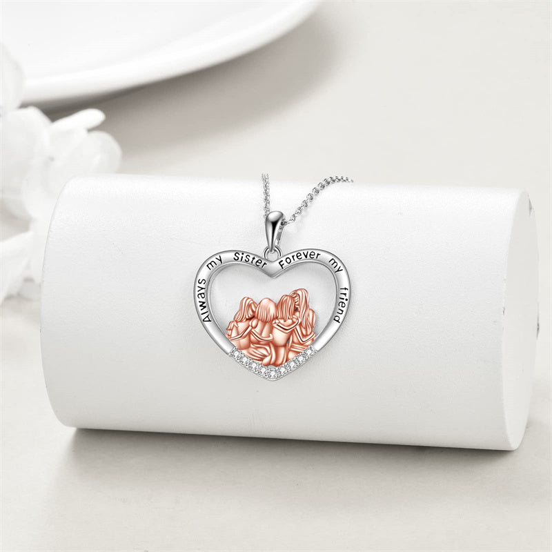 Little Sister Engraved Heart Charm Sterling Silver