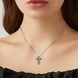Matching Cross Sterling Silver Couple Necklace Cross Faith Jewelry for Mother Daughter Son Sisters Friends Relationship