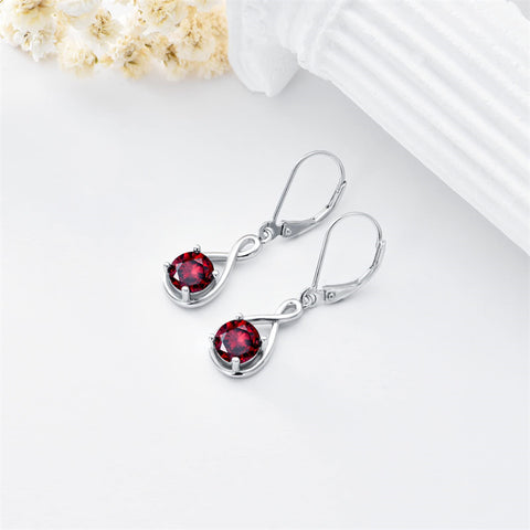 Dangle Drop Infinity Earrings 925 Sterling Silver Leverback Birstone Earrings 18K White Gold Jewelry for Women Girls