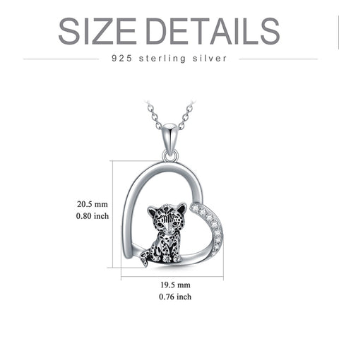 Sterling Silver Leopard  Pendant Necklace
