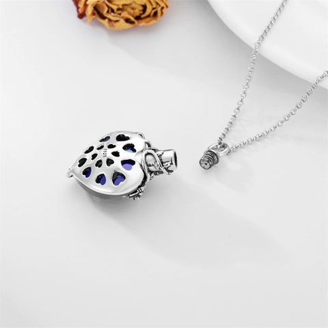 Sterling Silver Birthstone Birth Flower Crystal Urn Necklace for Ashes