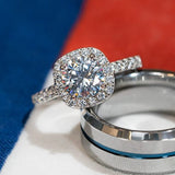 Cushion Cut Halo Engagement Rings for Women 10K White Gold, 1-1/4 Carat(ctw) Moissanite Engagement Rings Wedding Anniversary for Women