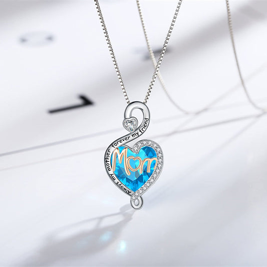 Daughter Necklaces S925 Sterling Silver Always My Mother/Daughter Forever My Friend Infinity Love Heart Pendant Necklace Birthstone Jewelry