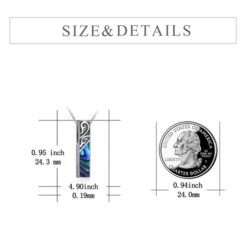 Sterling Silver Abalone Shell Urn Necklace for Ashes With Engraved