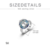 Tree of Life Ring s925 Sterling Silver with Blue Circle Crystal Jewelry Gift for Women Girls Mom Wife Birthday Mother's Day