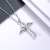 925 Sterling Silver Cross Urn Necklace - Memorial Pendant Cremation Keepsake Jewelry for Ashes