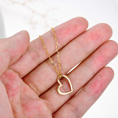 Solid 14k Gold Heart Necklace for Women Mother's Day Gift Jewelry for Wife Mom Birthday Pesent for Her